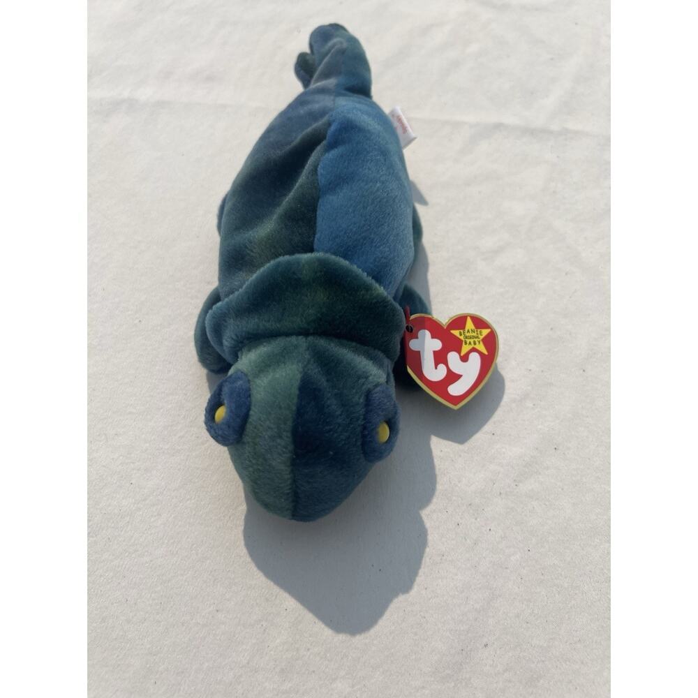 Ty Beanie Baby 9 inch Rainbow The Iguana Chameleon Toy RARE MAJOR TUSH TAG ERROR